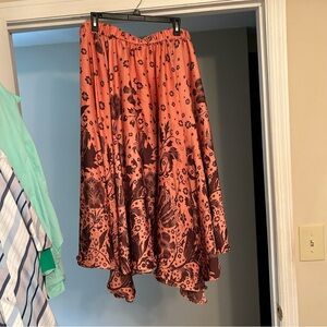 Anthropologie Brown Asymmetrical Skater Maxi Skirt XL NWT Art to‎ Wear Lagenlook